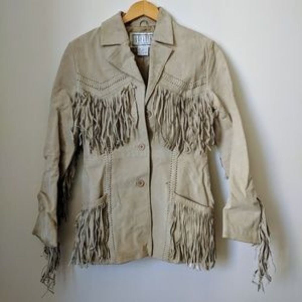 B-B-DAKOTA Pret a Porter Tan Suede Fringe Jacket